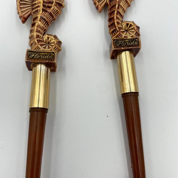 Vintage MCM Carrib Plastic Seahorse Salad Fork Spoon Florida Utensils - Picture 6 of 10